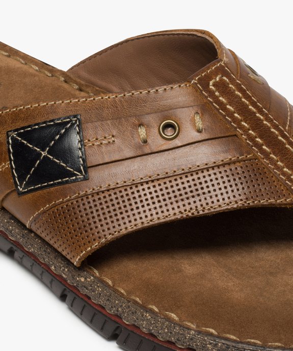 Sandales homme à entredoigt avec dessus en cuir vue6 - GEMO (CASUAL) - GEMO