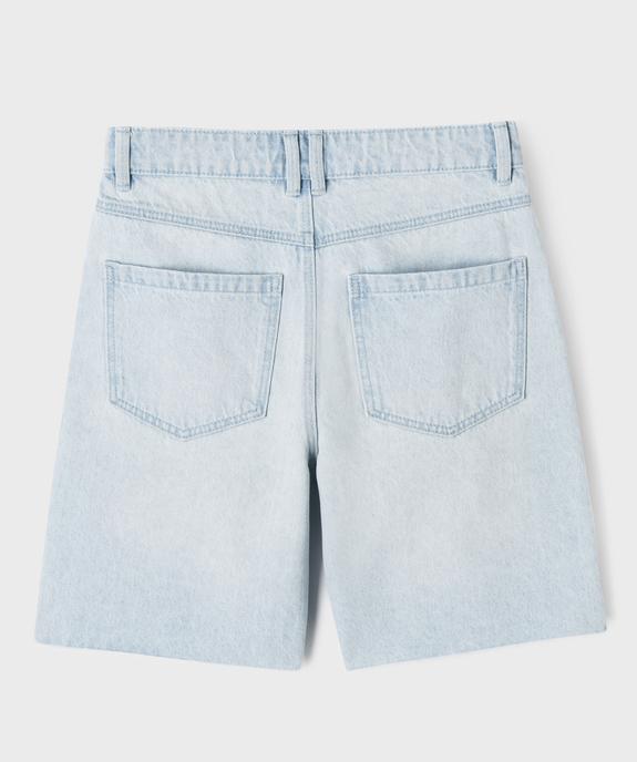 Bermuda en jean taille haute finition sans coutures fille vue7 - GEMO 4G FILLE - GEMO