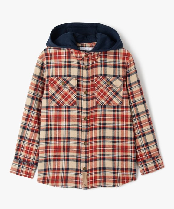 Chemise à carreaux avec capuche amovible garçon - LuluCastagnette vue1 - LULUCASTAGNETTE - GEMO