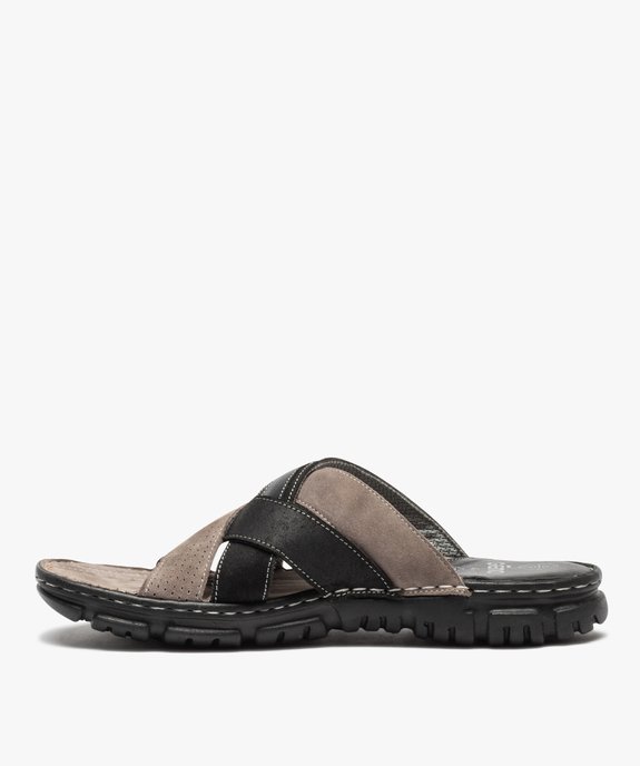 Mules homme confort à brides multiples et surpiqûres colorées vue3 - GEMO (CASUAL) - GEMO