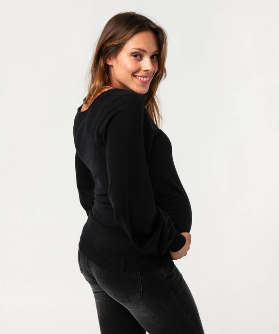 Pull de grossesse en maille fine avec col V en dentelle vue3 - GEMO (MATER) - GEMO