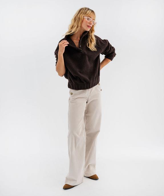 Sweat oversize en maille bouclette avec col montant femme vue4 - GEMO(FEMME PAP) - GEMO