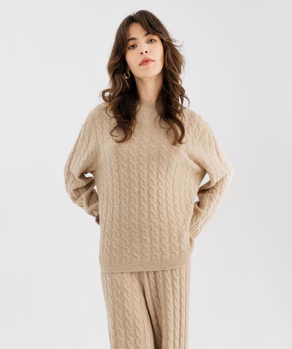 Pull large en maille à torsades femme vue5 - GEMO(FEMME PAP) - GEMO