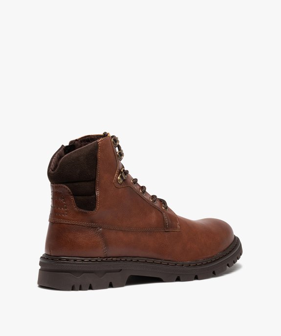 Boots homme unies à semelle crantée fermeture lacets et zip vue4 - GEMO (CASUAL) - GEMO