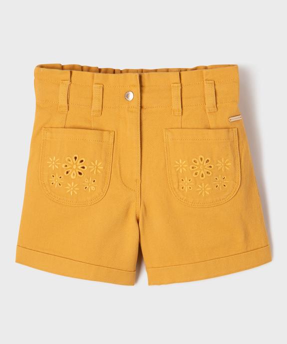 Short en toile avec poches brodées fille - LuluCastagnette vue1 - LULU CASTAGNETTE GEMO FOR GOOD - GEMO