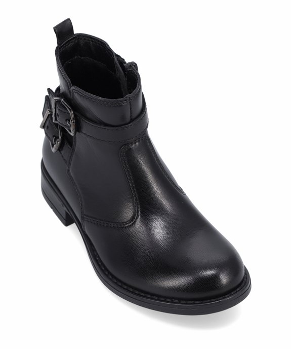 Boots fille unies style cavalière dessus cuir - Tanéo vue5 - TANEO - GEMO