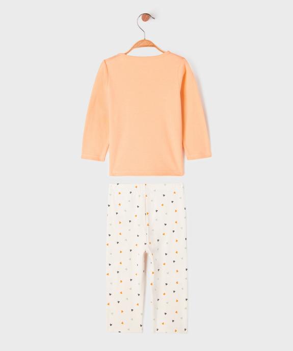 Pyjama 2 pièces bicolore en coton bébé fille vue4 - GEMO 4G BEBE - GEMO