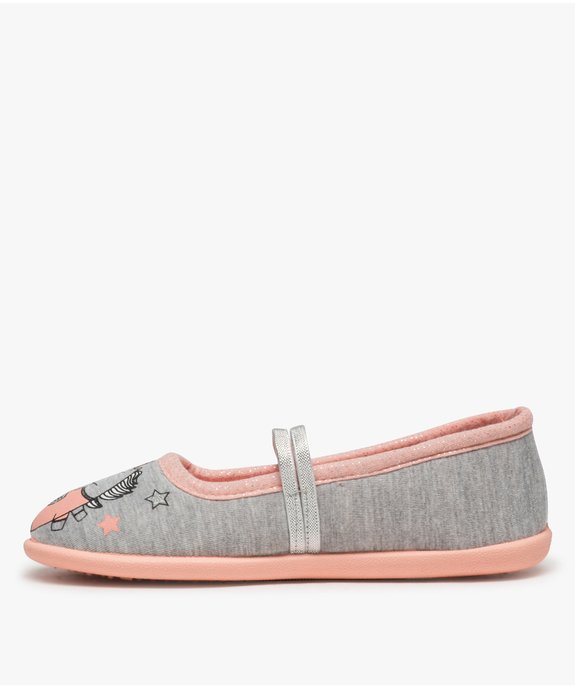 Chaussons fille ballerines imprimées licorne vue3 - GEMO 4G FILLE - GEMO