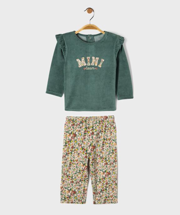 Pyjama en velours 2 pièces à motifs fleuris bébé fille vue1 - GEMO 4G BEBE - GEMO