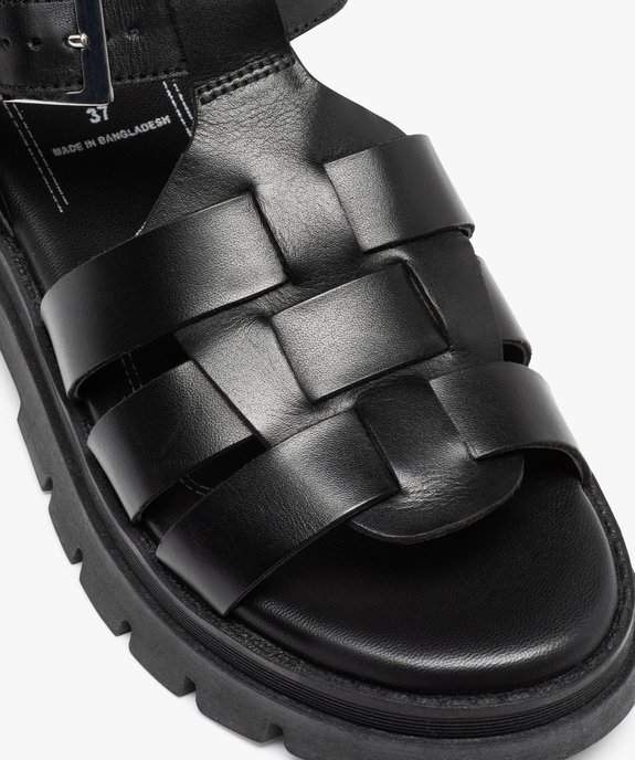 Sandales femme à semelle crantée et brides en cuir vue6 - GEMO (CASUAL) - GEMO