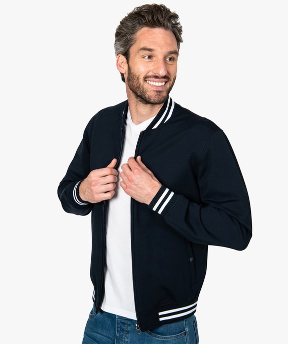 Blouson homme teddy à finition rayée vue1 - GEMO (HOMME) - GEMO