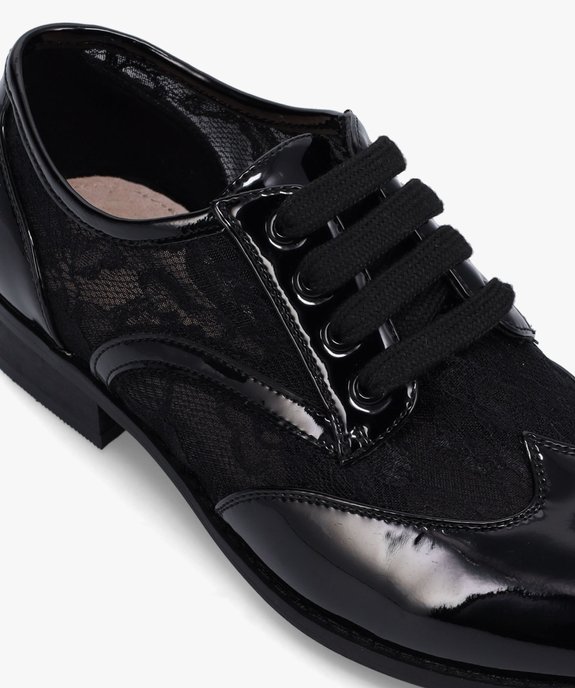 Derbies femme unis dessus vernis et dentelle  vue6 - GEMO (CASUAL) - GEMO