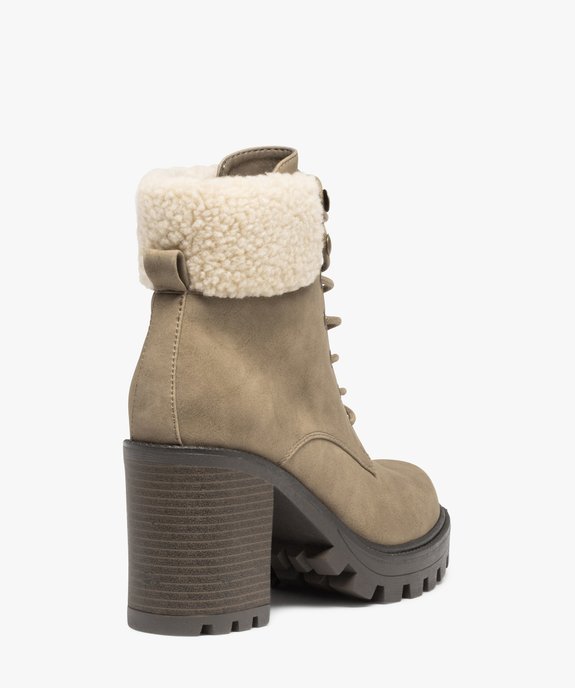 Boots femme style montagne à talon large et col sherpa vue5 - GEMO(URBAIN) - GEMO