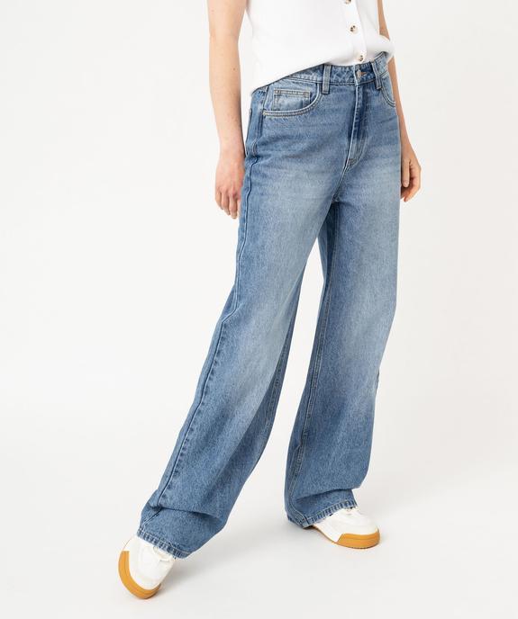 Jean wide leg taille haute délavé femme vue1 - GEMO 4G FEMME - GEMO