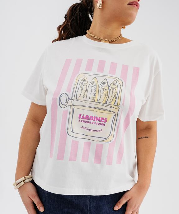 Tee-shirt manches courtes avec motif femme grande taille vue2 - GEMO 4G GT - GEMO