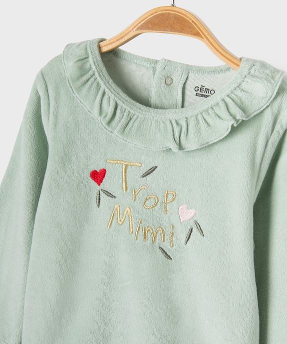 Pyjama en velours 2 pièces imprimé cœurs bébé fille vue8 - GEMO 4G BEBE - GEMO