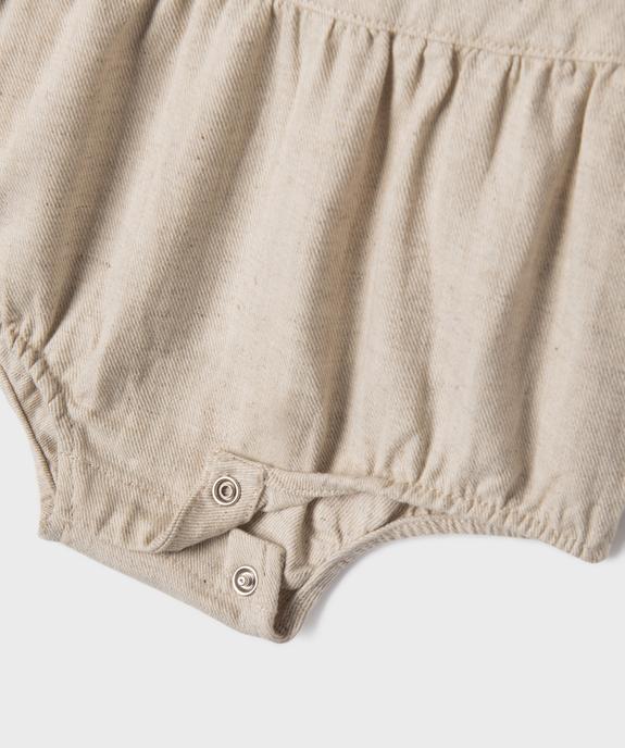 Salopette ultra courte en coton et lin bébé garçon vue3 - GEMO 4G BEBE - GEMO