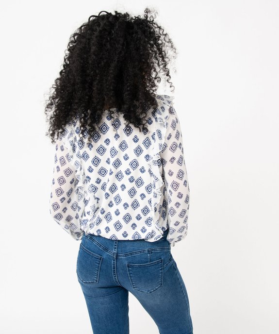 Tee-shirt femme imprimé à manches longues en voile et volants vue3 - GEMO(FEMME PAP) - GEMO