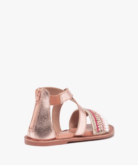 Sandales fille à contrefort fermé et brides brodées vue4 - GEMO (ENFANT) - GEMO