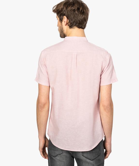Chemise homme en lin à manches courtes et col mao vue3 - GEMO (HOMME) - GEMO