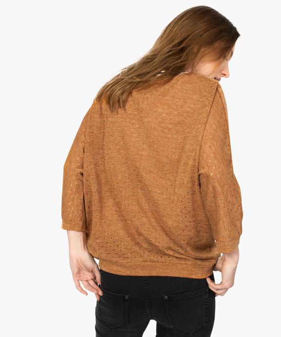 Pull femme en maille fine ajourée et détails pailletés vue3 - GEMO(FEMME PAP) - GEMO
