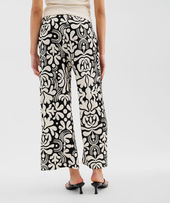 Pantalon ample en matière texturée avec ceinture élastique femme vue3 - GEMO 4G FEMME - GEMO