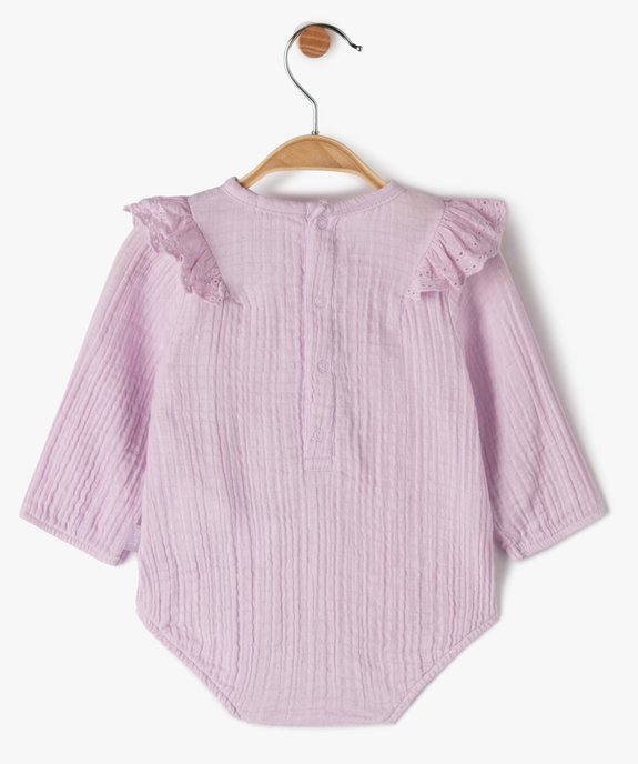 Body bébé fille en gaze de coton façon blouse - LuluCastagnette vue4 - LULUCASTAGNETTE - GEMO