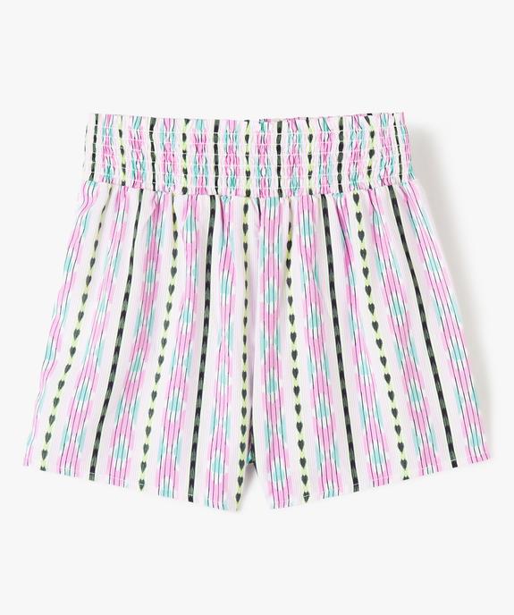 Short fille léger à taille smockée vue3 - GEMO (JUNIOR) - GEMO