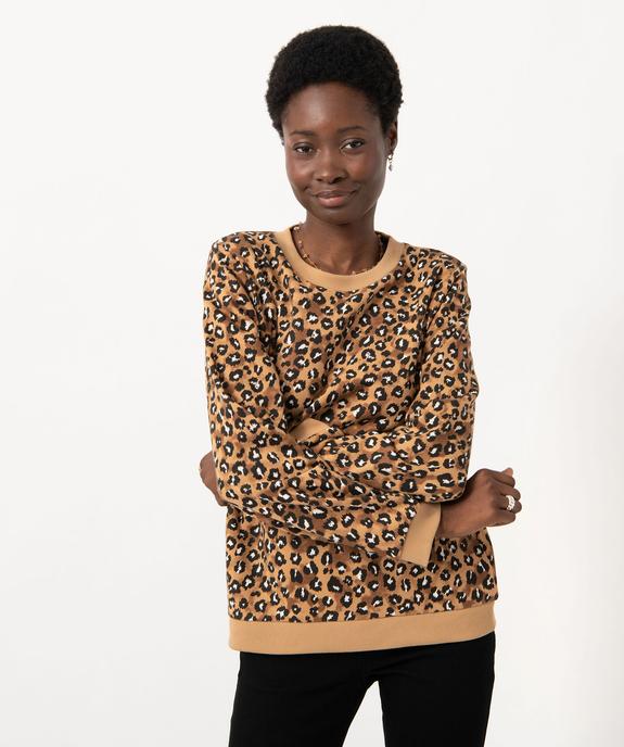 Sweat molletonné à motif léopard femme vue1 - GEMO(FEMME PAP) - GEMO