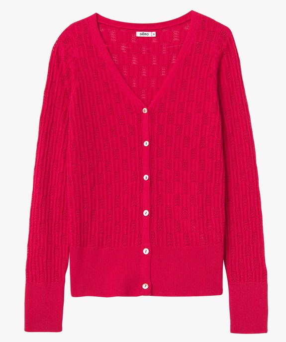 Gilet femme à col V en fine maille fantaisie  vue4 - GEMO(FEMME PAP) - GEMO