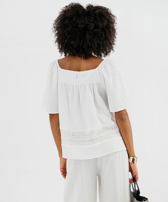 Blouse en gaze de coton avec détails brodés femme vue3 - GEMO(FEMME PAP) - GEMO