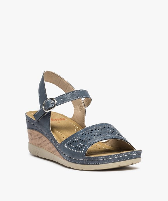 Sandales femme confort à talon dessus ajouré et strass vue2 - GEMO (CONFORT) - GEMO