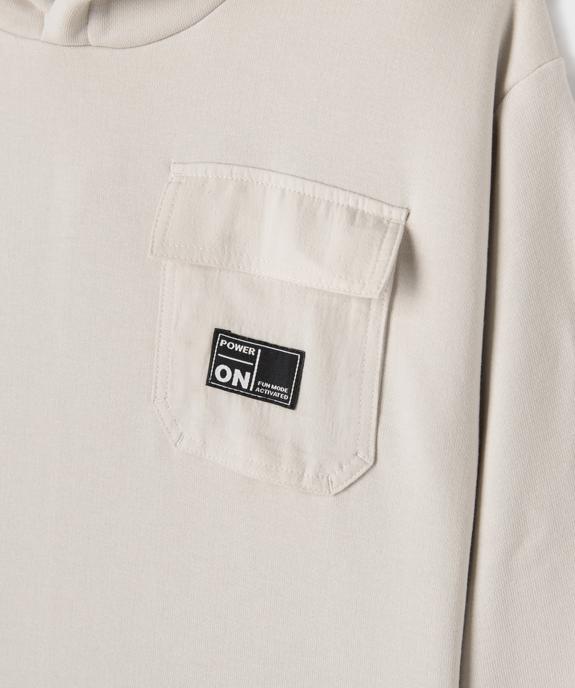Sweat à capuche avec poche poitrine garçon vue2 - GEMO (ENFANT) - GEMO