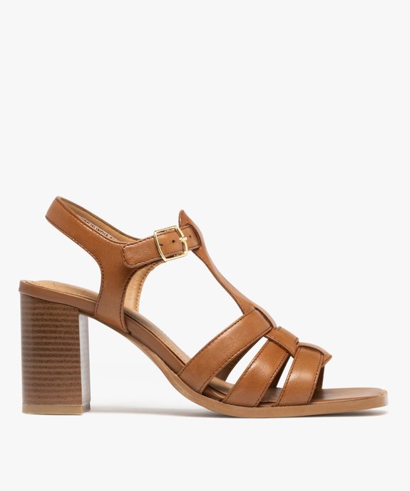 Sandales à brides dessus cuir à talon haut femme - Tanéo vue1 - TANEO - GEMO
