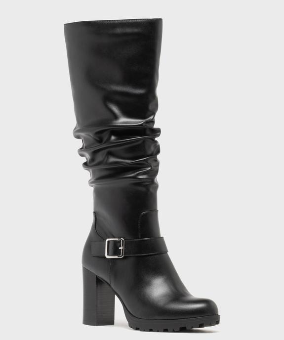 Bottes plissées à talon haut et semelle crantée femme vue2 - VALENTINA BALDA - GEMO