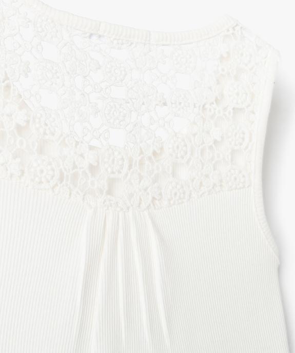 Débardeur fille côtelé avec dos brodé en dentelle vue2 - GEMO (ENFANT) - GEMO