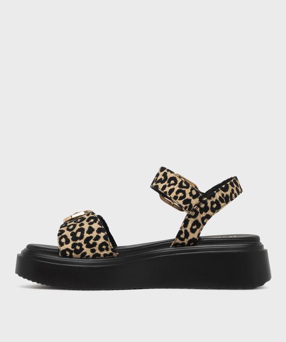 Sandales à motif animalier sur semelle plateforme femme - 5 Miles vue3 - 5 MILES - GEMO