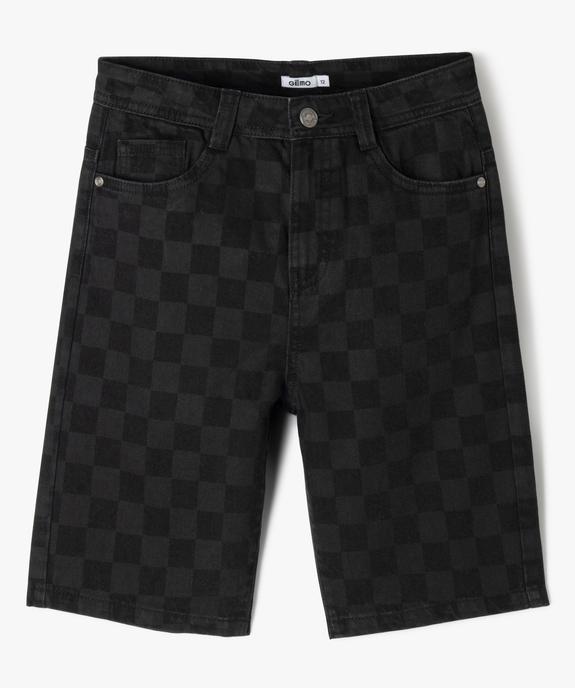 Bermuda en toile denim à motif damier garçon vue2 - GEMO 4G GARCON - GEMO