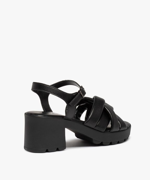 Sandales femme à talon unies à brides matelassées vue4 - GEMO(URBAIN) - GEMO