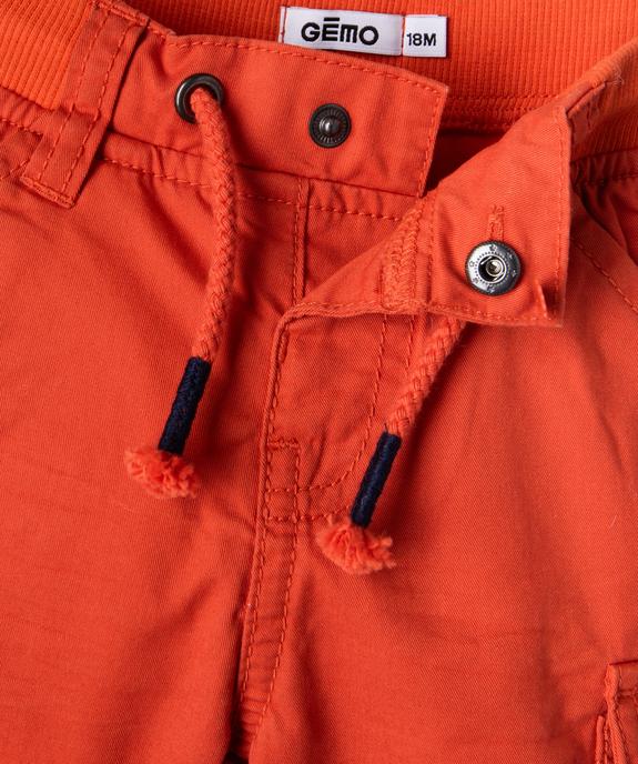 Pantalon coupe cargo doublé avec taille élastique bébé garçon  vue2 - GEMO(BEBE DEBT) - GEMO