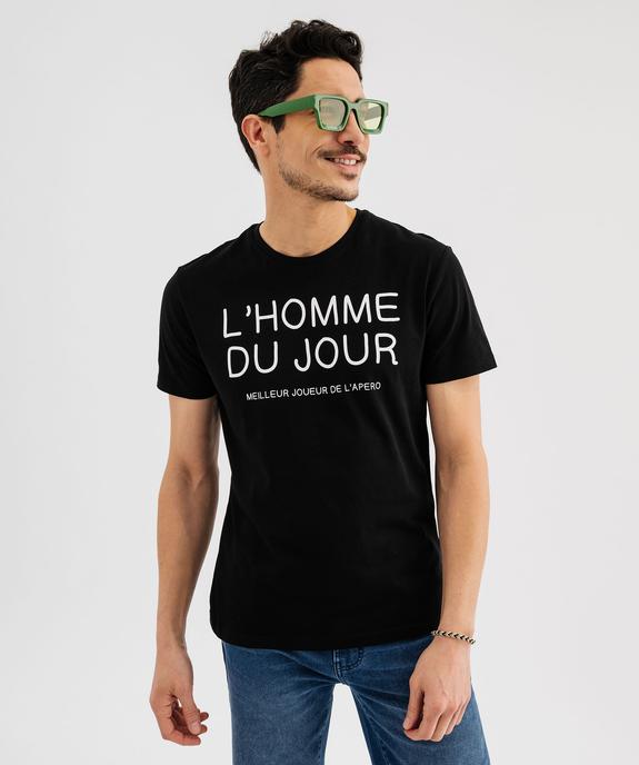 Tee-shirt homme à manches courtes avec message humoristique vue1 - GEMO 4G HOMME - GEMO