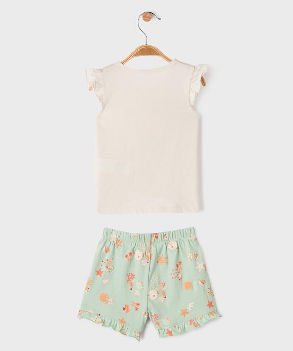 Pyjashort 2 pièces à motifs marins bébé fille vue3 - GEMO 4G BEBE - GEMO