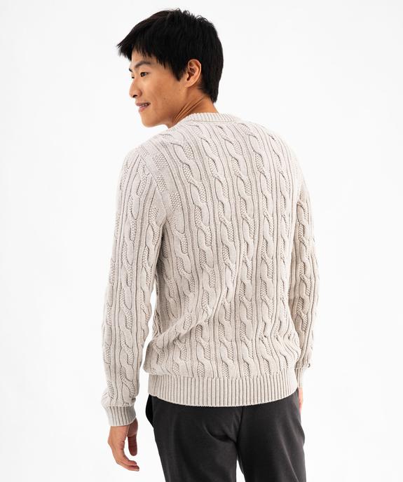 Pull en maille torsadée à col rond homme vue3 - GEMO (HOMME) - GEMO