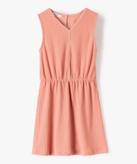 Robe fille en maille gaufrée avec col V doré vue1 - GEMO (ENFANT) - GEMO