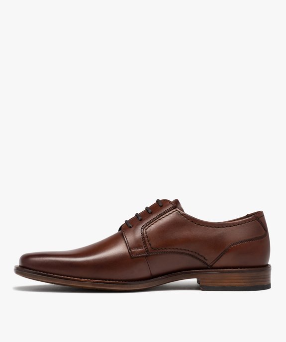 Derbies homme dessus cuir uni à bout carré - Tanéo vue3 - TANEO - GEMO