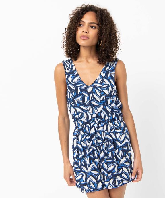 Combishort femme imprimé avec bretelles smockées vue2 - GEMO(FEMME PAP) - GEMO