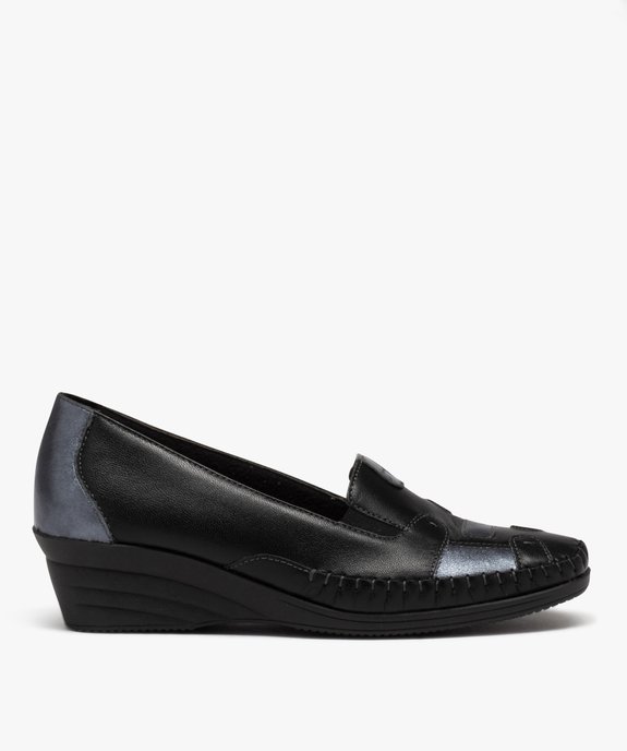 Mocassins femme confort en cuir à semelle compensée et empiècements vue1 - G'FLEX GEMO FOR GOOD - GEMO