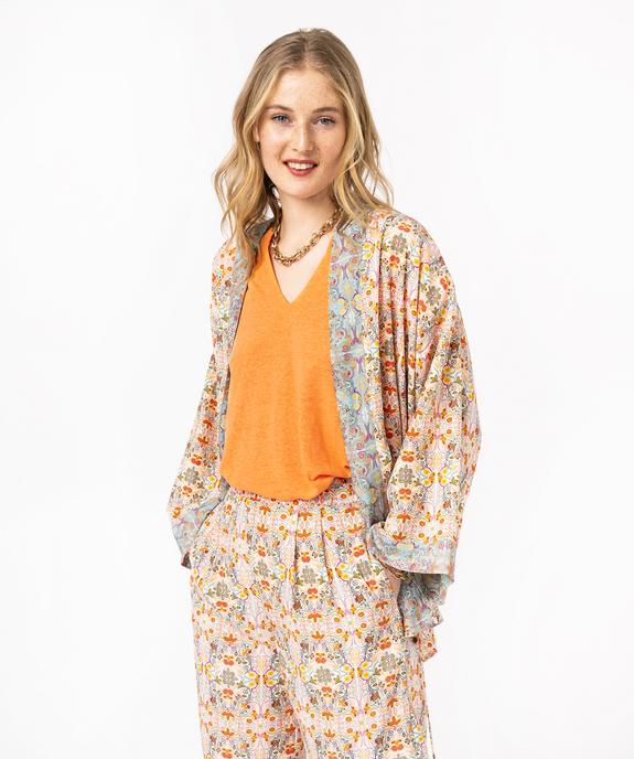 Veste fluide à motifs fleuris coupe kimono femme vue1 - GEMO(FEMME PAP) - GEMO