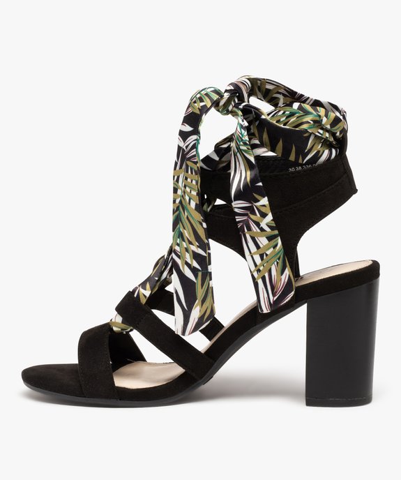 Sandales femme à talon carré et laçage foulard vue3 - GEMO(URBAIN) - GEMO