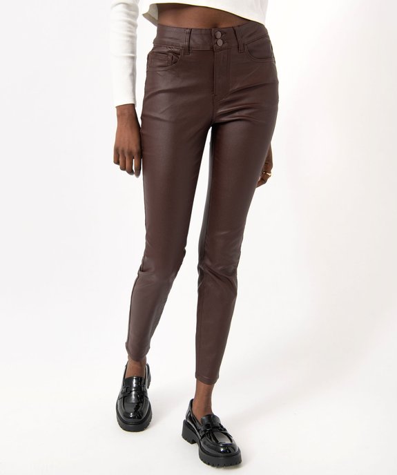 Pantalon enduit taille haute coupe skinny push-up femme vue1 - GEMO 4G FEMME - GEMO